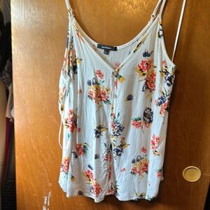 Floral Women's Top - White with Multicolor Accents
